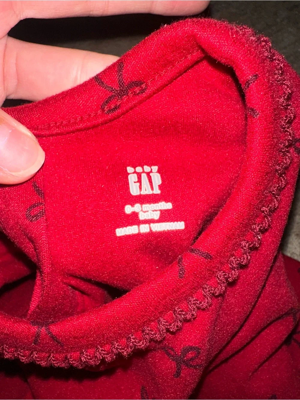 GAP Red Bow-Print Footed One-Piece